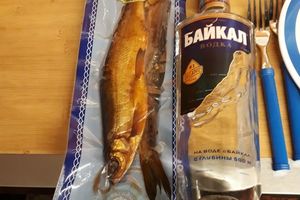 Omul Fisch und Baikal Vodka