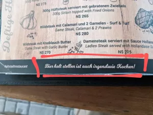 Die Speisekarte enthält viel Lebensweisheit ;-)